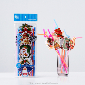 wholesale creative novelty cartoon print drinking reusable plastic straws