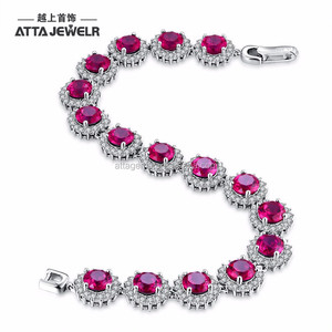 Vendita calda alla moda braccialetto 925 in argento Sterling per le signore <span class=keywords><strong>con</strong></span> creato <span class=keywords><strong>rubino</strong></span> gemma <span class=keywords><strong>bracciale</strong></span> - Product Image 1