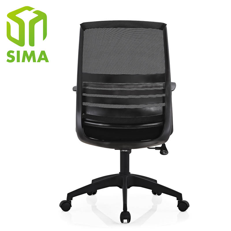 Black mid back elegant spiiny designed work office chair mesh