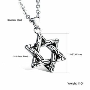 Marlary Gaya Gothic Punk Antik Perak <span class=keywords><strong>Tribal</strong></span> Kalung Baja Nirkarat David Bintang Liontin untuk Pria - Product Image 5