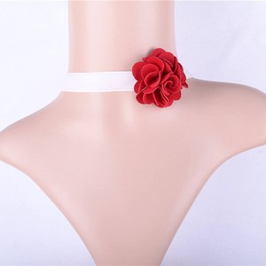 Nueva joyería Nupcial collar corto rosa roja flor lace choker collar - Product Image 1