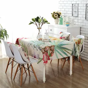 hot sale custom printed cotton linen table cloth fabric with dining table