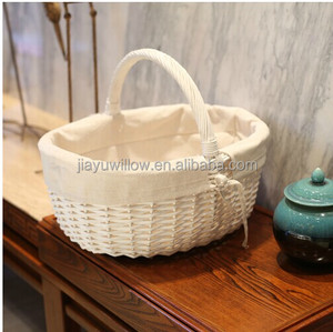 Panier de courses en osier blanc fait à la main, écologique, panier à œufs en osier, panier à fruits avec poignée - Product Image 1