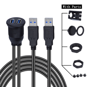 Câble d'extension double prise <span class=keywords><strong>USB</strong></span> 3.0 de 1M pour voiture, Van, tableau de bord, montage encastré, <span class=keywords><strong>2</strong></span> prises <span class=keywords><strong>USB</strong></span>, panneau de plomb, cordon de données, chargeur de fil de moto - Product Image 6