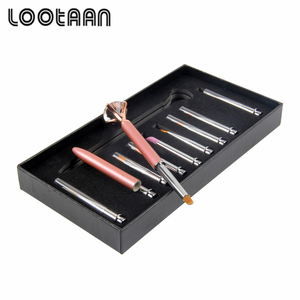 LOOTAAN-Juego de pinceles de Gel para <span class=keywords><strong>uñas</strong></span>, juego de pinceles para <span class=keywords><strong>uñas</strong></span> acrílicas 3D, de Metal, oro rosa, degradado, nuevo diseño, <span class=keywords><strong>2022</strong></span> - Product Image 2