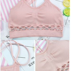 Camisola rosa para mujer, ropa interior Sexy de tubo en el pecho, sujetador hueco de hilo con almohadilla humectante, sujetador trasero de belleza - Product Image 6