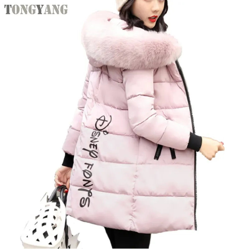 Tongyang Nieuwe Mode Vrouwen Winterjas Met Bontkraag Warme Capuchon Dames Winterjas Lange Parka Outwear Damesjassen