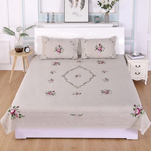 Ensemble <span class=keywords><strong>de</strong></span> literie en <span class=keywords><strong>chanvre</strong></span> rustique brodé Lu, trois pièces, broderie artisanale, draps, taie d'oreiller, <span class=keywords><strong>housse</strong></span> <span class=keywords><strong>de</strong></span> <span class=keywords><strong>couette</strong></span>, taille double - Product Image 2