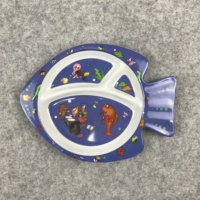 Assiette pour enfant en mélamine en forme de poisson, assiette en plastique pour enfant