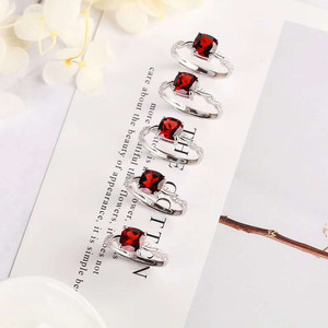 <span class=keywords><strong>Anello</strong></span> Regolabile con Gemma Singola, Gioiello in Argento Sterling 925 Placcato Oro 18k, <span class=keywords><strong>Anello</strong></span> con <span class=keywords><strong>Granato</strong></span> <span class=keywords><strong>Rosso</strong></span> Naturale da 7mm - Product Image 5