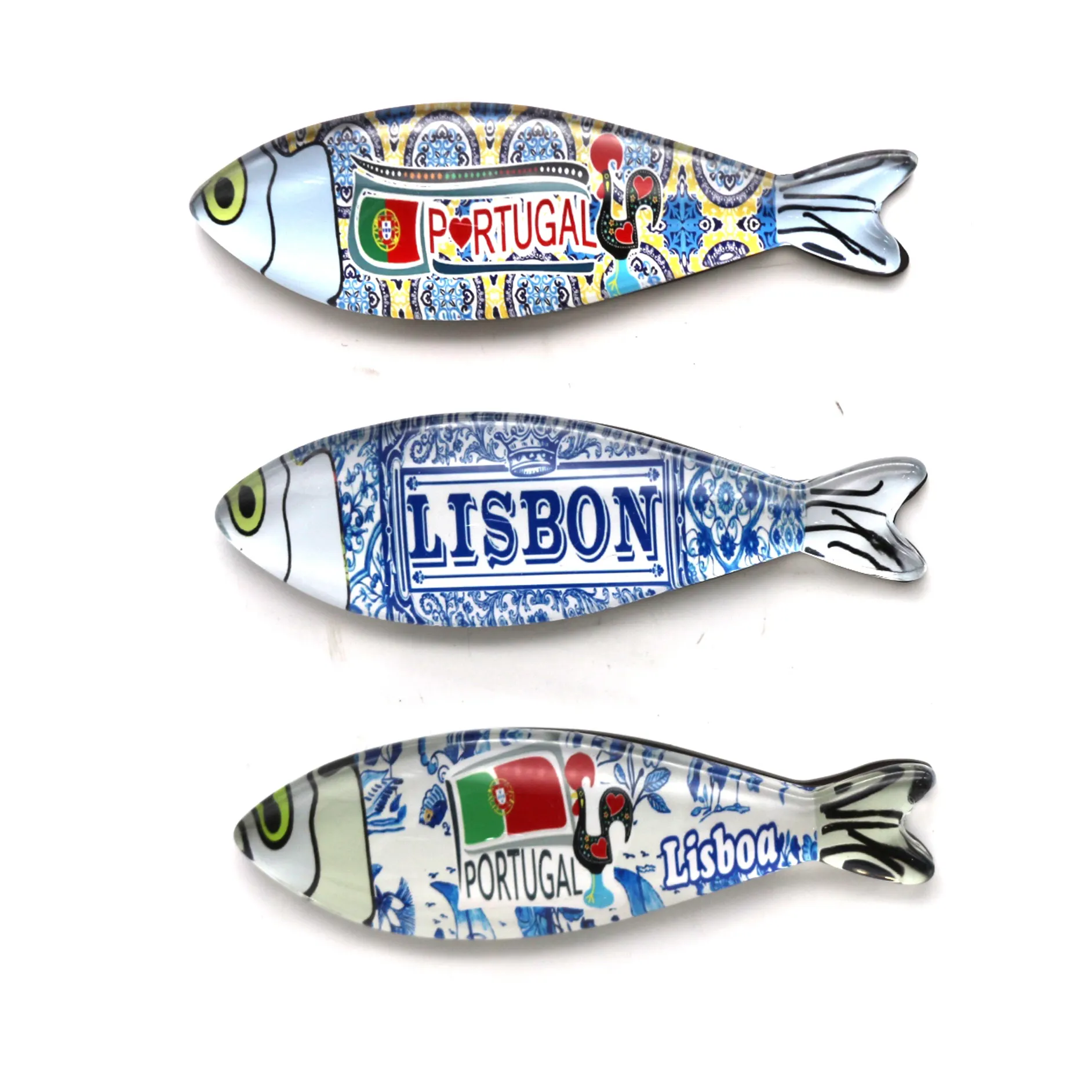 portugal hot selling 3d fish shape glass fridge magnet