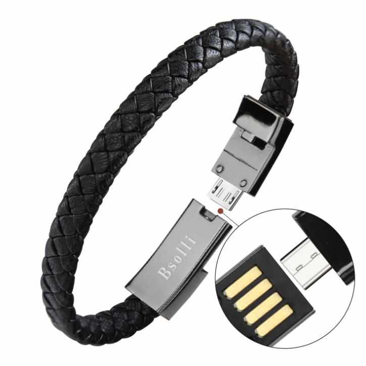 Ngoài Trời Di Động Da Mini Micro USB Bracelet Sạc Dữ Liệu Cáp Đồng Bộ Dây Cho Android Type-c Cáp Điện Thoại