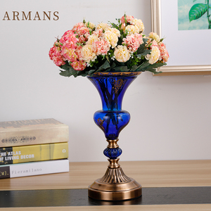 Vaso da sposa in metallo placcato rame italia contorno vaso da fiori in vetro - Product Image 1