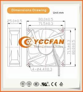 24v 36v 48vdc 80*80*25mm נמוך רעש צירי קירור מאוורר יצרן