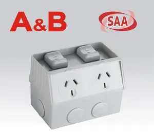 2 Gang Cuaca Double Power Point, WP Beralih Socket *