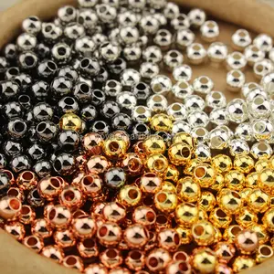 JS1239 — perles rondes en laiton massif plaqué argent, rose ou or, de 4mm, petites boules rondes, en bronze massif, livraison gratuite