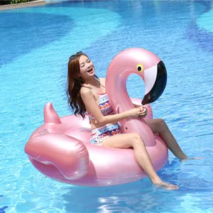 china experienced factory selling top quality eco-friendly pvc 0.3mm new rose gold inflatable flamingo float