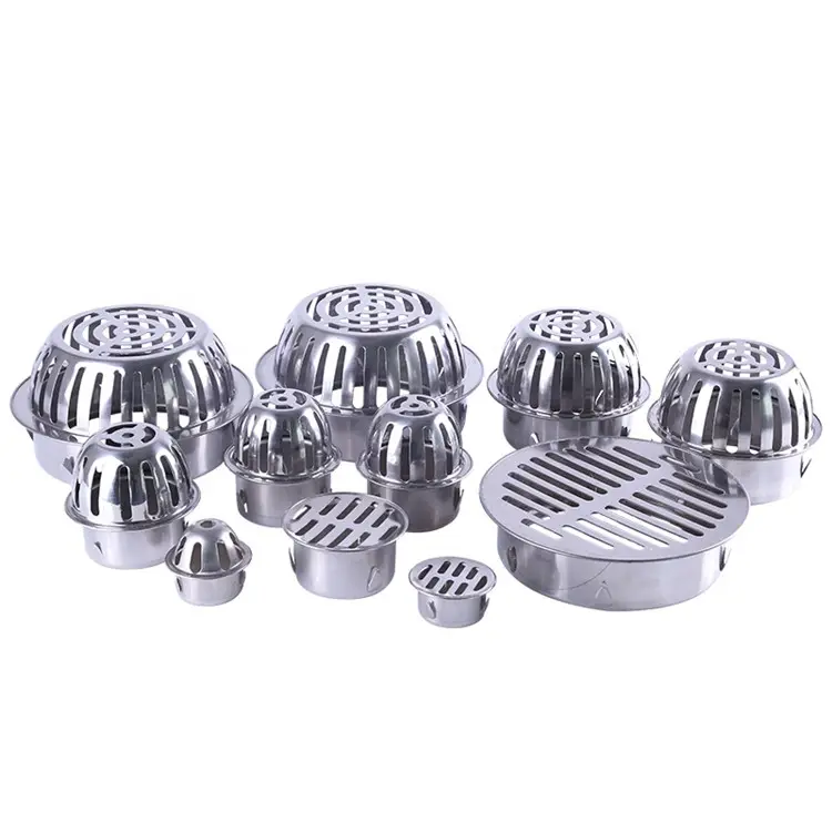Stainless Steel Drain Roof Dome Drainer Outdoor Anti Blocking Strainer Filter for 50-160mm Pipe