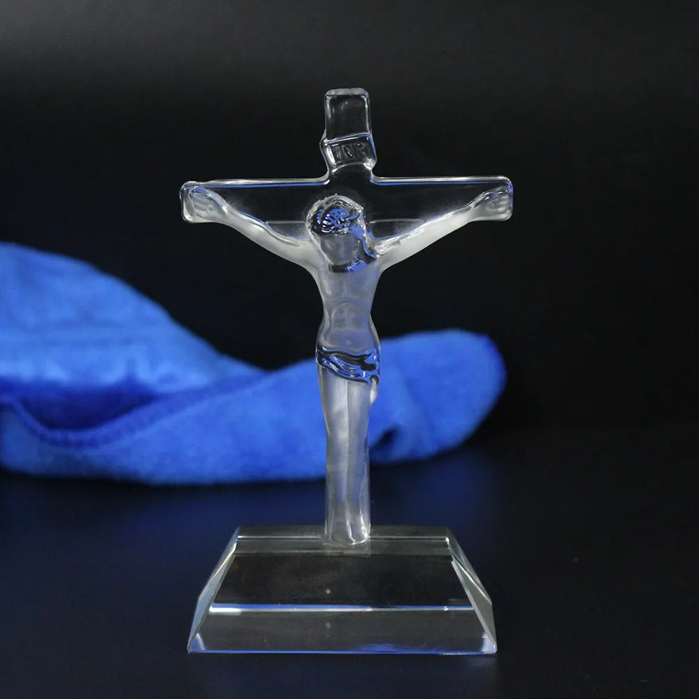 Jésus Christ en verre cristal Transparent, Crucifix, 1 pièce