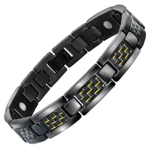 Hottime Newest Magnet Carbon Fiber Accessories Black Hot Stainless Steel Bracelet Made in China