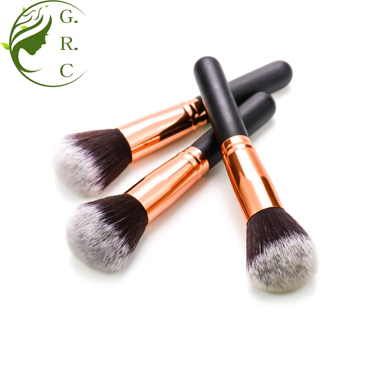 MGJSF nero grande singolo oro rosa grande Logo personalizzato Kabuki trucco cosmetico etichetta privata trucco viso fard pennello sciolto in polvere