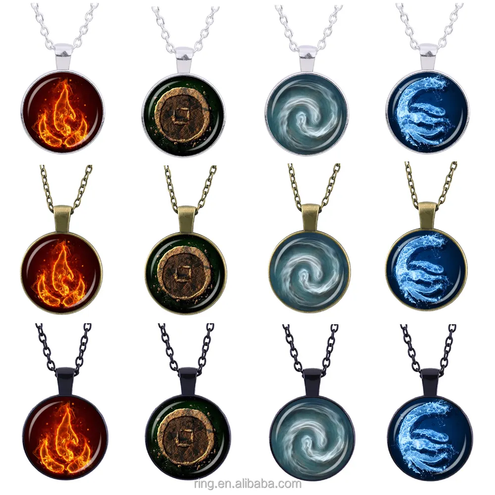 3 colors Avatar the Last Airbender Pendant Air Nomad Necklace Glass Cabochon Round Dome necklace Movie Jewelry