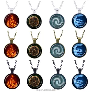 3 Warna Avatar The Last Airbender Liontin Air Nomad Kalung Kaca Cabochon Bundar Kubah Kalung Perhiasan Film