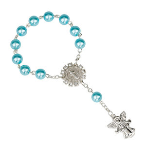 NX0055 Huilin gioielli bambini cattolici braccialetto battezzato 8mm perle imitazione <span class=keywords><strong>con</strong></span> <span class=keywords><strong>angelo</strong></span> ciondolo Gesù rosario <span class=keywords><strong>bracciale</strong></span> - Product Image 5