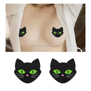 Großhandel Schwarze Katze Niedliche Satin Einweg <span class=keywords><strong>Sexy</strong></span> Brustaufkleber Damen Nippelabdeckung Sticker - Product Image 1
