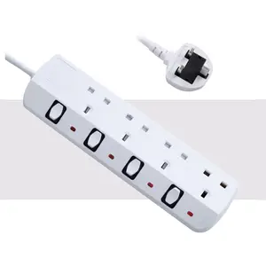 13a uk 4-pin smart plug power socket with shutter safety