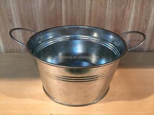 Light Blue Large Oval Ice Bucket <strong>Galvanized</strong> Metal Beer Beverage <strong>Tub</strong> - Product Image 5