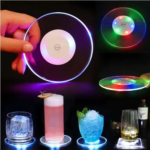 LED Coaster צבע שינוי אור עד לשתות כוס מחצלת שולחן זוהר בר מועדון מסיבת רכבת