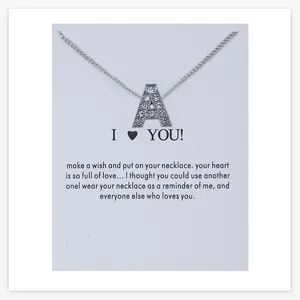 A To Z 26 Letter Name Necklaces & Pendant For Women Girl Fashion Long Chain Necklaces Cubic Zirconia DIY Jewelry Gift