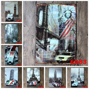 Big Ben Tower Statue of Liberty Effil Lata de la vendimia signo Restaurante Bar pub casa Wall art Decor Retro Metal Poster - Product Image 1