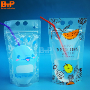 <span class=keywords><strong>Bolsas</strong></span> <span class=keywords><strong>desechables</strong></span> de plástico con cremallera para bebidas, 350ml, 450ml, 500ml, con pajita, para beber té, leche <span class=keywords><strong>y</strong></span> zumo, gran oferta - Product Image 2