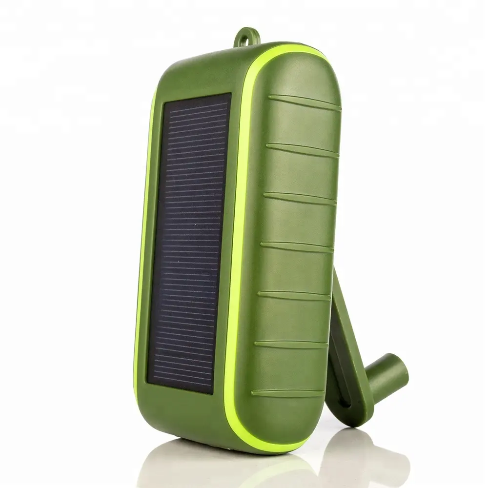 Wasserdichte Hand Kurbel Dynamo Solar Power Bank Mobile Ladegerät mit LED Taschenlampe
