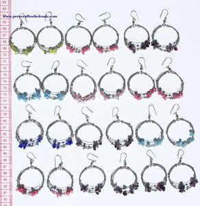 Boucles d'oreilles pendantes faites à la main pour femmes d'Amérique du Sud avec acier inoxydable et pierre de pépite bijoux péruviens sains pour cadeau - Product Image 2