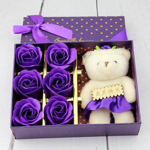 Valentine Day Gift 6 Cubs Bear Body Bath <b>Soap</b> Rose Petal <b>Soap</b> Flower - Product Image 2