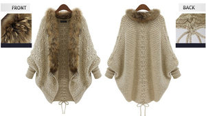 OEM Fashion Korean Cardigan Sweater With Fur Collar Design Winter <strong>Women</strong> Cardigan <strong>CLOAK</strong> - Product Image 4