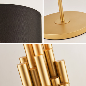 Thời Trang Golde Đen Đèn Vải Bóng Râm Cao Cấp Sàn Đèn Cho Khách Sạn - Product Image 6