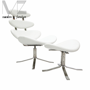 Moderne en acier inoxydable base soucoupe corona lounge chair et ottoman - Product Image 5