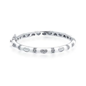 Grosir gelang perhiasan wanita gelang hati Enamel putih buatan tangan berlapis emas 18K