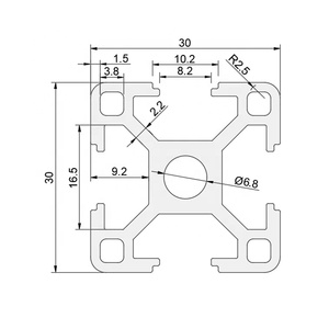 Accessorio essenziale all'ingrosso <span class=keywords><strong>30x30mm</strong></span> profilo quadrato in alluminio anodizzato argento serie 6000 grado T3-T8 temperamento taglio personalizzato - Product Image 4