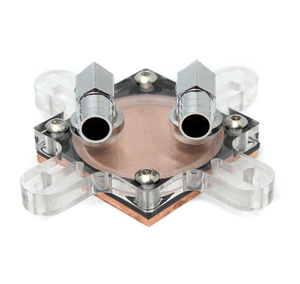 Robinets de refroidissement à eau pour radiateur de processeur d'ordinateur, avec 2 chromecast en cuivre rouge, 74x70x33mm - Product Image 2