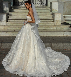 Abito Da Sposa Marca Vestido de baile Vestido de novia de encaje sexy <span class=keywords><strong>con</strong></span> velo <span class=keywords><strong>para</strong></span> <span class=keywords><strong>Bodas</strong></span> de Dubai - Product Image 1