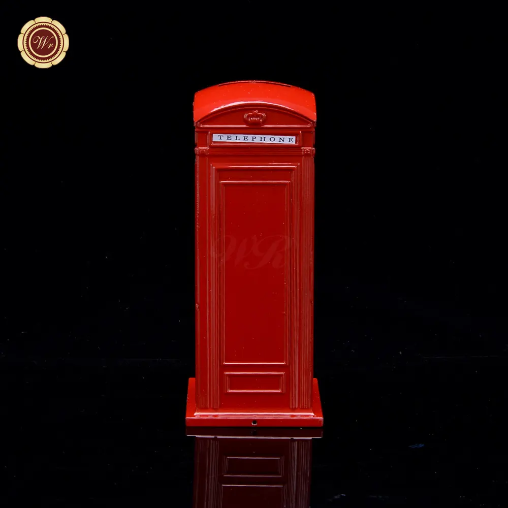 Wr sanat zanaat dükkanı Metal çinko alaşım İngiliz <span class=keywords><strong>londra</strong></span> sokak kırmızı telefon kulübesi modeli oyuncak eski ev ofis dekorasyonu 6*15cm