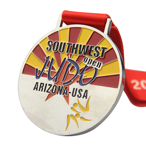 Médaille personnalisée en alliage de zinc émaillé, plaquée or, pour la course 5K, récompense sportive de judo - Product Image 2