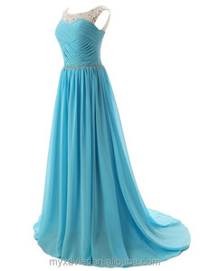 2015 Ladies Elegant Blue Đính Cườ<span class=keywords><strong>m</strong></span> Dây Đeo Phù Dâu Váy Dài <span class=keywords><strong>Prom</strong></span> Với Thắt Lưng Được Tô Điể<span class=keywords><strong>m</strong></span> Lấp Lánh - Product Image 2