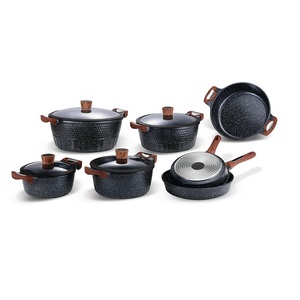 <strong>Cast</strong> Aluminum Casserole Non Stick Cookware Sets with Glass Lid Cooking Pot Set Wholesale Juego De Panelas Sartenes - Product Image 3