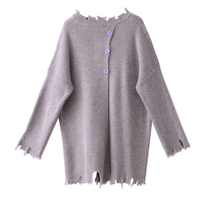 Girls O-Neck Loose Long Sleeve Women's Punk <strong>Gothic</strong> <strong>Gothic</strong> Long Sweater Hollow Out Hole Broken <strong>Jumper</strong> Loose Back Split Tops - Product Image 2